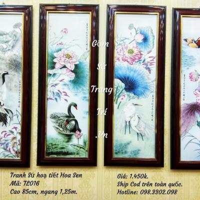 Tranh Sứ Họa Tiết Hoa Sen